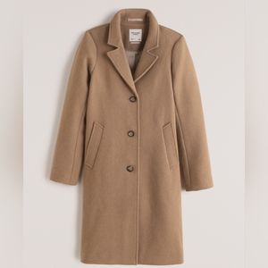 Abercrombie Wool-Blend Dad Coat (Small Petite, Light Brown)
